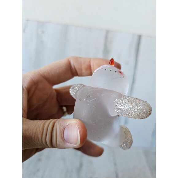 Glass snowman sparkle glitter ornament set Xmas tree - Picture 9 of 16